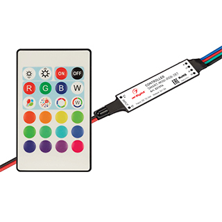 Контроллер SMART-MINI-RGB-SET (12-24V, 3x1.5A, ПДУ 24кн, IR) (Arlight, IP20 Пластик) | Arlight 031594