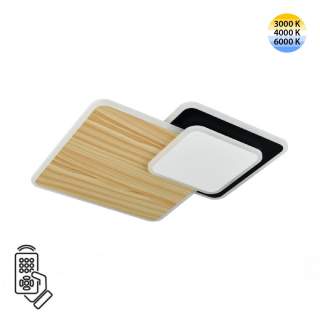 7737/60L MITRA LED SN 602 Светильник металл/акрил/белый/под дерево/черный LED 60Вт 3000-6500К 440x440 IP20 пульт ДУ PINE | Sonex SN7737/60L