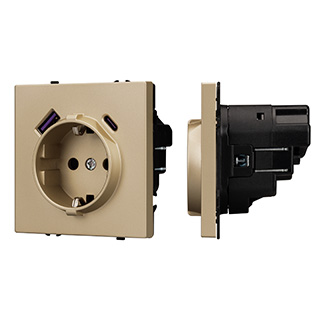 Механизм розетки с USB зарядкой SCT-NOBE-MUAC-SFPL-GD (230V, 16A) (Arlight, -) | Arlight 054286