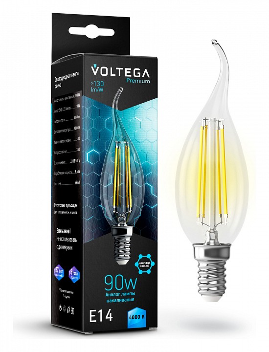 Лампа светодиодная Voltega Candle wind 9W Graphene E14 7Вт 4000K 7133 | Voltega VLG7133