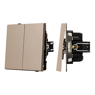 Механизм выключателя двухклавишный непроходной SWT-TENDO-MK02-PL-GD (230V, 10A) (Arlight, -) | Arlight 054061