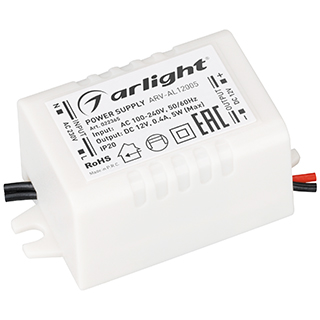 Блок питания ARV-AL12005 (12V, 0.42A, 5W) (Arlight, IP20 Пластик) | Arlight 022365