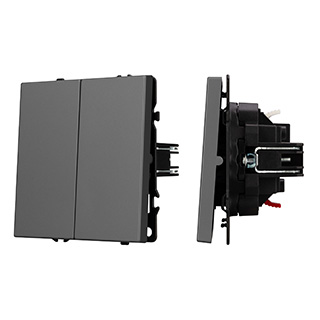 Механизм выключателя двухклавишный непроходной SWT-NOBE-MK02-SFPL-GR (230V, 10A) (Arlight, -) | Arlight 054254