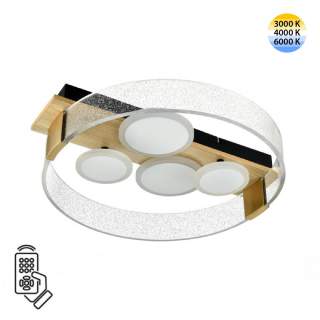 7742/40L MITRA LED SN 606 Светильник металл/акрил/МДФ/белый/под дерево/прозрачный/черный LED 40Вт 3000-6500К 470x420 IP20 пульт ДУ SPOTS | Sonex SN7742/40L