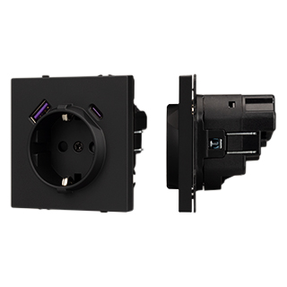 Механизм розетки с USB зарядкой SCT-NOBE-MUAC-SFPL-BK (230V, 16A) (Arlight, -) | Arlight 054285