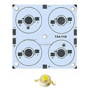 Плата 50x50-4E MONO Emitter (4x LED, 724-118) (Turlens, -) | Arlight 027708