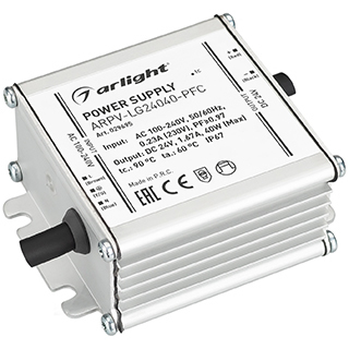 Блок питания ARPV-LG24040-PFC (24V, 1.67A, 40W) (Arlight, IP67 Металл) | Arlight 029695