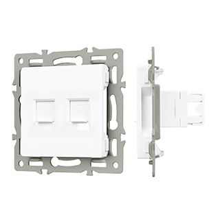 Механизм компьютерной розетки двойной SCT-MPC2-PL-WH (RJ-45, CAT6) (Arlight, -) | Arlight 045336