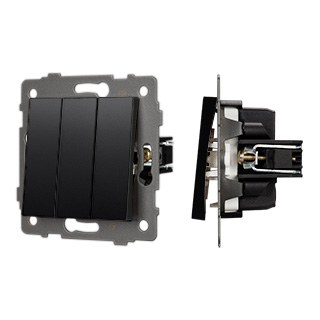 Механизм выключателя трехклавишный непроходной SWT-MK03-PL-BK-V (250V, 10A) (Arlight, -) | Arlight 049897