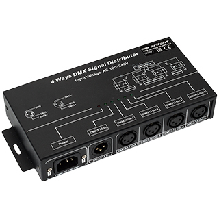 Контроллер-распределитель LN-DMX-4CH (230V) (Arlight, IP20 Металл, 1 год) | Arlight 020586