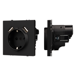Механизм розетки с USB зарядкой SCT-NOBE-MUAA-SFPL-BK (230V, 16A) (Arlight, -) | Arlight 054289