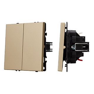 Механизм выключателя двухклавишный непроходной SWT-NOBE-MK02-SFPL-GD (230V, 10A) (Arlight, -) | Arlight 054253