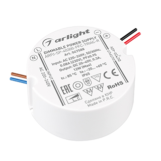 Блок питания ARPJ-SP-40300-PFC-TRIAC-R (12W, 20-40V, 300mA) (Arlight, IP65 Пластик) | Arlight 047588