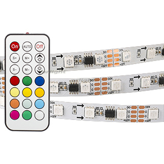 Лента SPI-5000-IR21B 12V RGB (5060,300 LED x3,1804, ПДУ) (Arlight, Открытый, IP20) | Arlight 020980