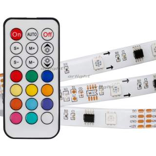 Лента SPI-5000SE-5060-30 12V Cx3 RGB-Remote (10mm, 7.2W, IP65) (Arlight, Закрытый, IP65) | Arlight 021213(1)