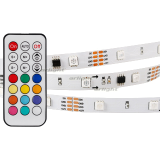 Лента SPI-5000-5060-30 12V Cx3 RGB-Remote (10mm, 7.2W, IP20) (Arlight, Открытый, IP20) | Arlight 020978(1)
