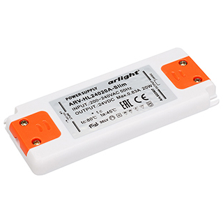 Блок питания ARV-HL24020A-Slim (24V, 0.83A, 20W) (Arlight, IP20 Пластик) | Arlight 022407