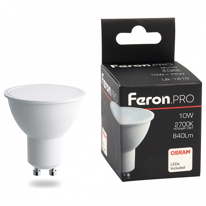 Лампа светодиодная Feron Lb 1610 GU10 10Вт 4000K 38162 | Feron FE38162