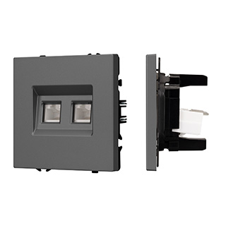 Механизм сдвоенной компьютерной розетки SCT-NOBE-MPC2-SFPL-GR (RJ-45, CAT6) (Arlight, -) | Arlight 054315