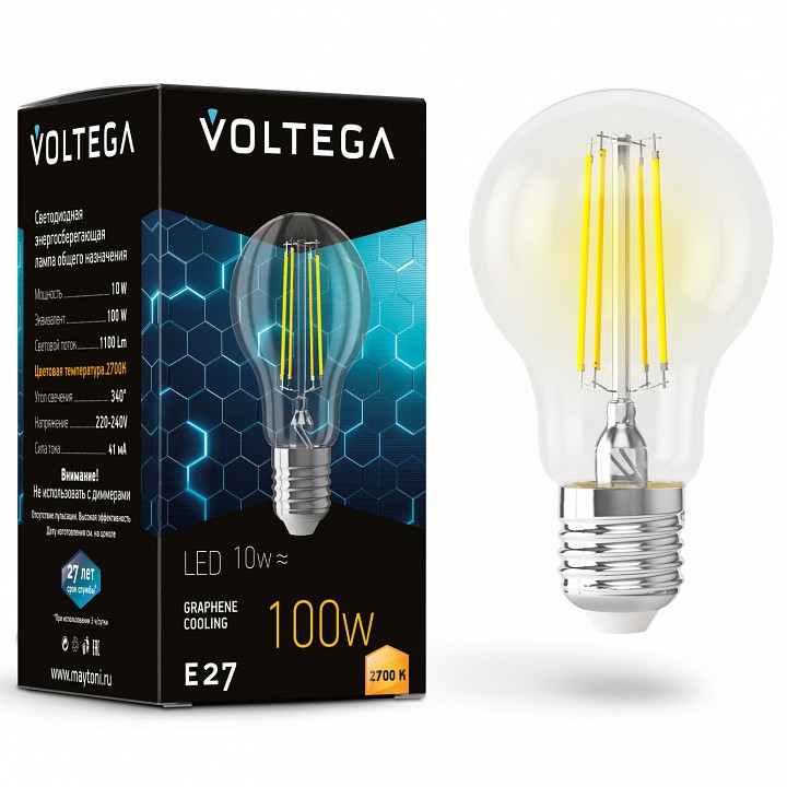 Лампа светодиодная Voltega General purpose bulb E27 9Вт 2700K 7227 | Voltega VLG7227