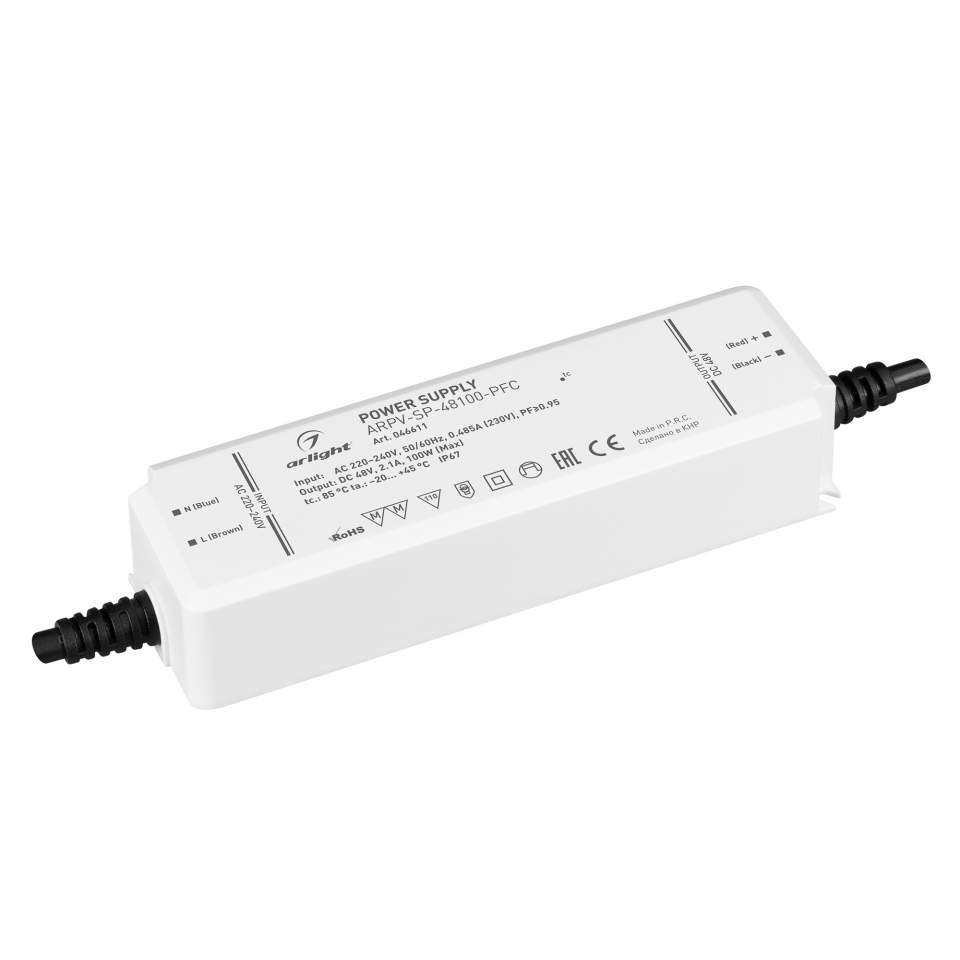Блок питания ARPV-SP-48100-PFC (48V, 2.1A, 100W) (Arlight, IP67 Пластик) | Arlight 046611