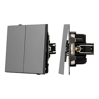 Механизм выключателя двухклавишный проходной SWT-TENDO-MKP2-PL-GR (230V, 10A) (Arlight, -) | Arlight 054068