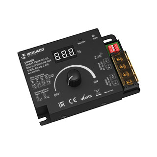 INTELLIGENT ARLIGHT Диммер SMART-PWM-101-83-DIM-SUF Black (12-48V, 1x20A, Rotary, 2.4G) (IARL, IP20 Металл) | Arlight 028174(1)