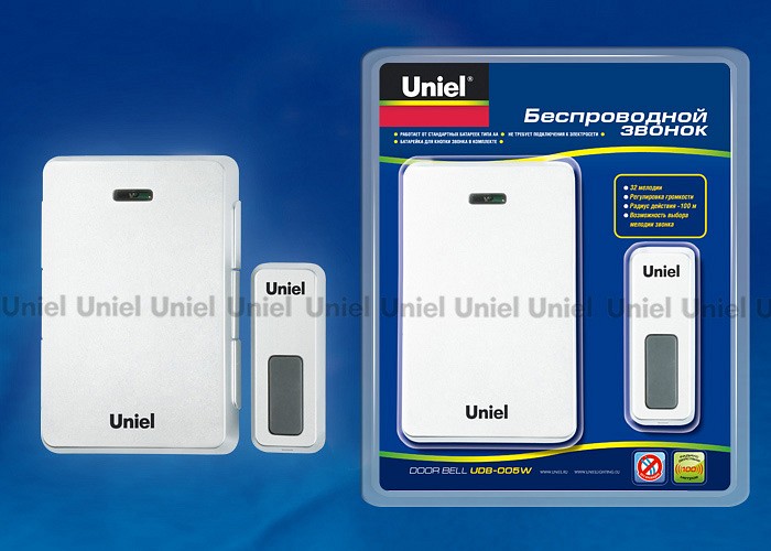 Звонок беспроводной Uniel Udb-005w UDB-005W-R1T1-32S-100M-WH | Uniel UL03609