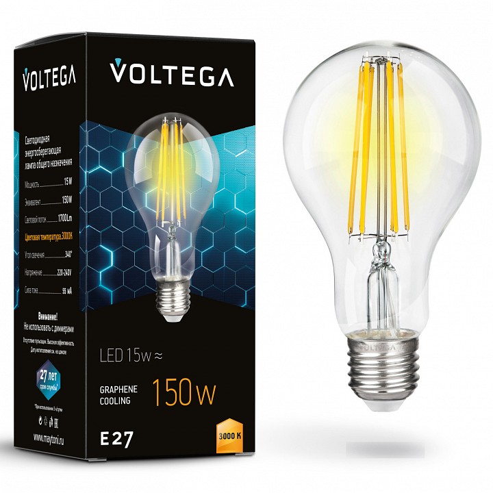 Лампа светодиодная Voltega General purpose bulb E27 12Вт 3000K 7226 | Voltega VLG7226