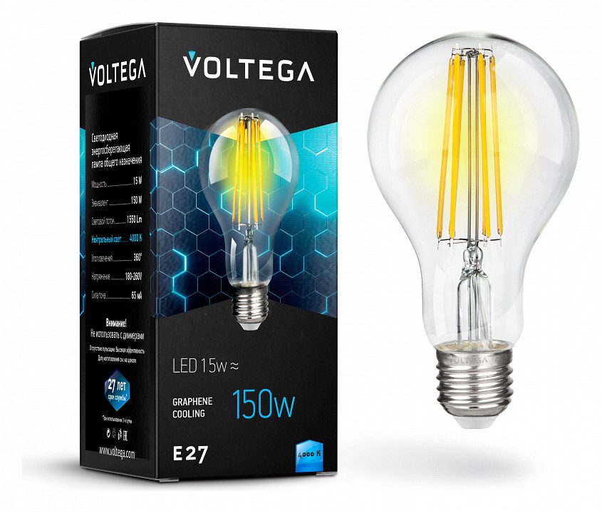 Лампа светодиодная Voltega General purpose bulb E27 15Вт 4000K 7103 | Voltega VLG7103