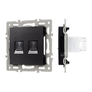 Механизм компьютерной розетки двойной SCT-MPC2-PL-BK (RJ-45, CAT6) (Arlight, -) | Arlight 045337